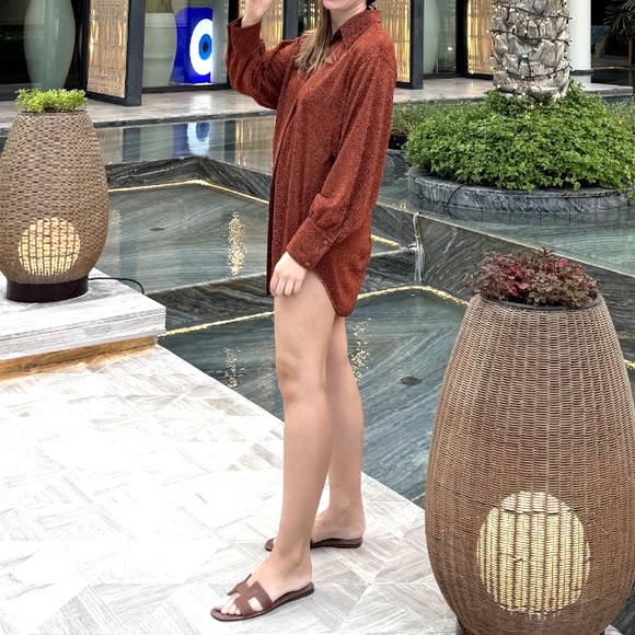 Worn twice Oseree lumiere metallic buttondown top - Picture 1 of 5